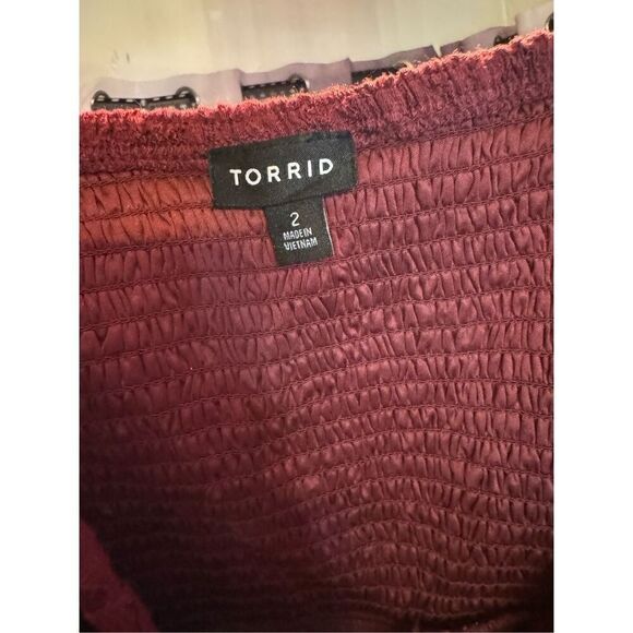 Torrid size 2 2xl xxl shifted/ stretch/ smocked peplum babydoll top shirt nwt - Picture 6 of 6